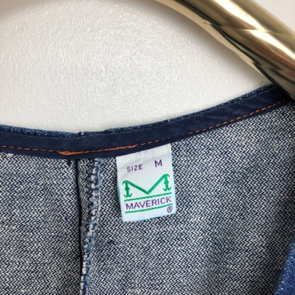 Vintage Jean Vest 70s Crop Biker Denim Trucker Top - Picture 4 of 5